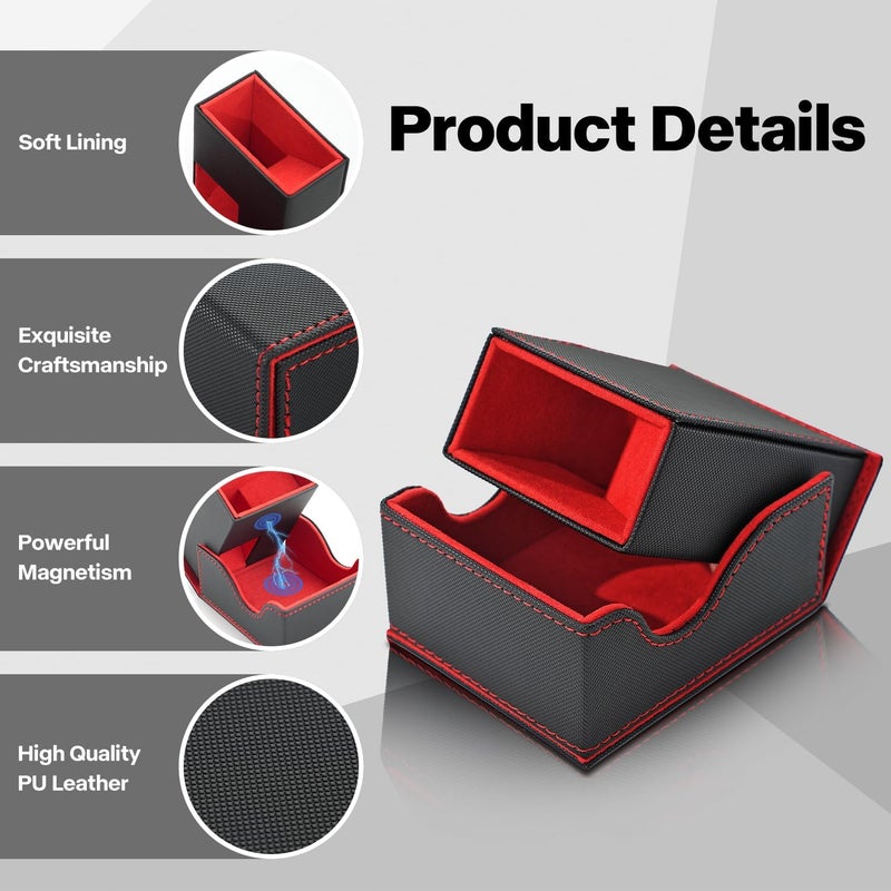 Stepane Dice Roller Tower, Premium DND Magnetic Dice Tray, Foldable PU Leather Dice Tower RPG Gifts for Dungeons and Dragons MTG Dm & Player Black/Red - Image 4